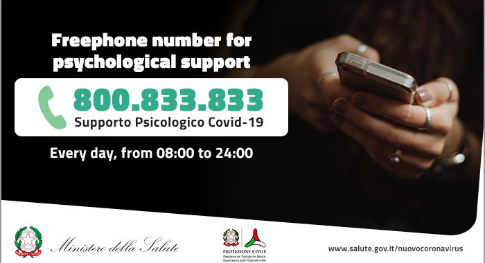Covid-19, 800.833.833 freephone number for psychological support