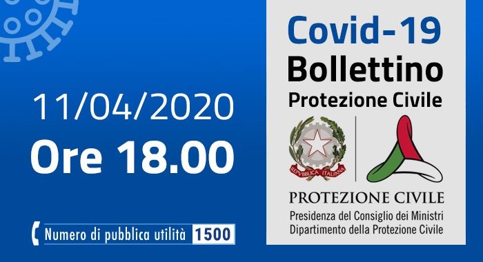 Covid-19, i casi in Italia alle ore 18 dell’11 aprile