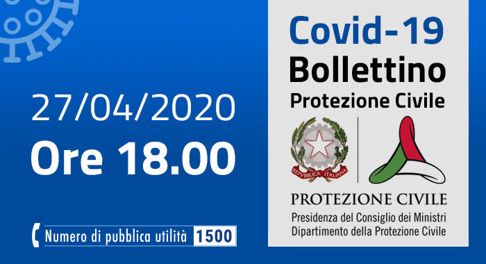 Covid-19, i casi in Italia il 27 aprile ore 18