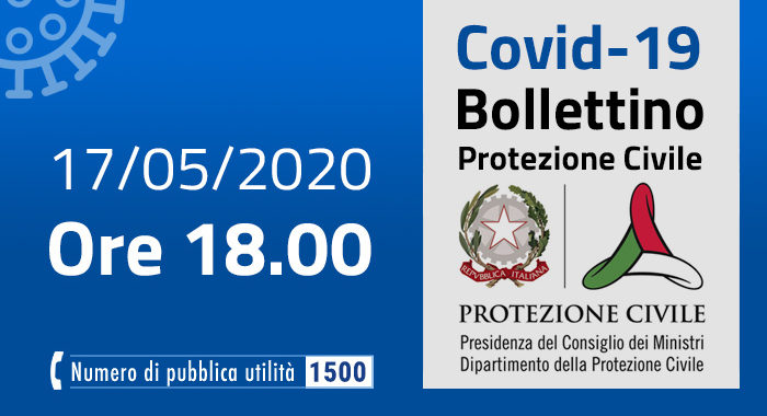 Covid-19, i casi in Italia 17 maggio ore 18