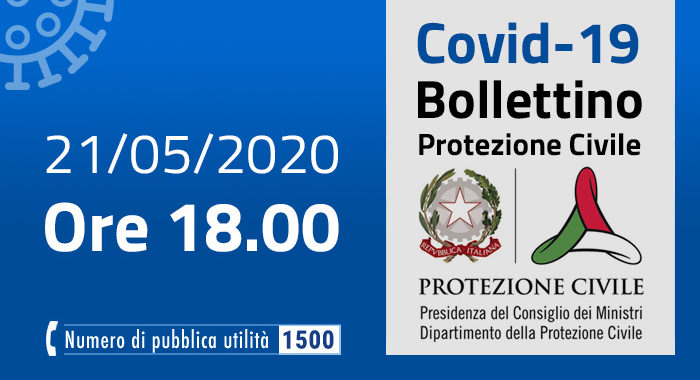 Covid-19, i casi in Italia 21 maggio ore 18