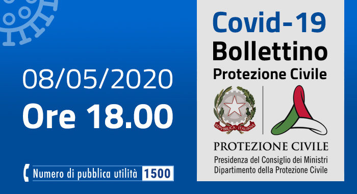 Covid-19, i casi in Italia l’8 maggio ore 18