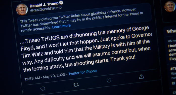 Trump, Twitter non fa nulla sulle bugie della Cina