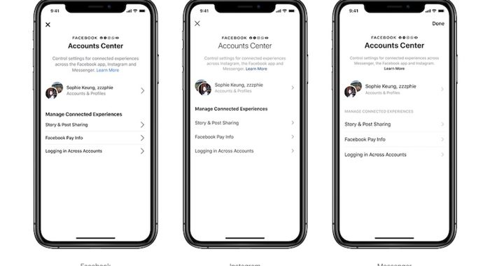 Facebook, Accounts Center per gestire Instagram e Messenger