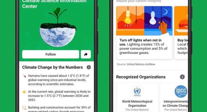 Facebook contro cambiamento clima lancia centro informazioni