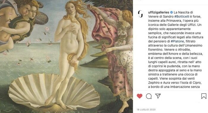 Uffizi superano i 600 mila follower su Instagram