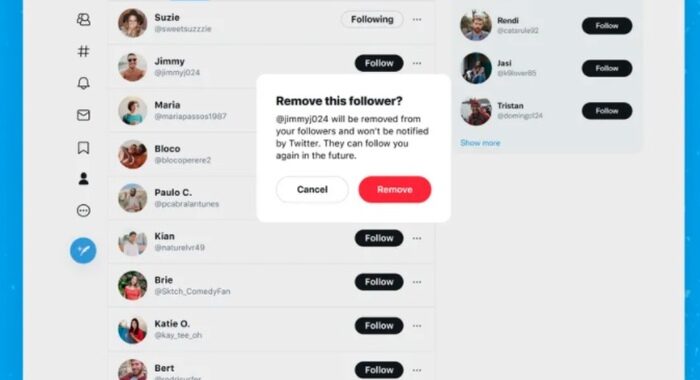 Su Twitter si potrà rimuovere un utente senza bloccarlo