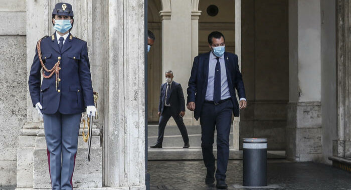 Il leader della Lega Matteo Salvini a Palazzo Chigi