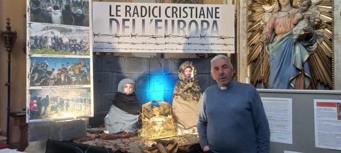 Natale, nel Pisano presepe con profughi e filo spinato