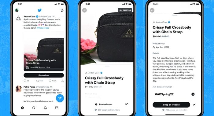 Twitter spinge su eCommerce, notifiche per lancio prodotti