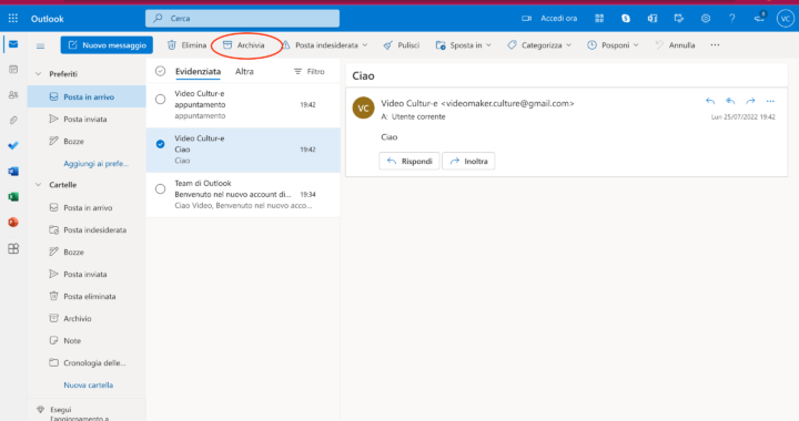 Archiviare la posta con Outlook