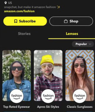 Amazon e Snapchat lanciano l’e-commerce in realtà aumentata