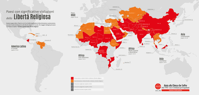 ++ Acs, nel mondo 1 paese su 3 senza la piena libertà di fede ++