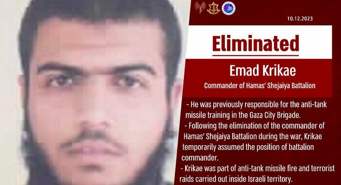 Israele: eliminato comandante battaglione Shejaiya di Hamas